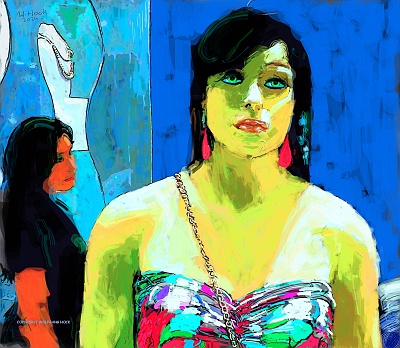 Zwei Frauen - Two women - Duas mulheres 2024   Handmade digital painting on canvas 150 x 130 cm (234 megapixels)
