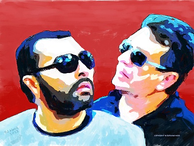 Zwei Männer - Two men - Dois homens 2023   Handmade digital painting on canvas 120 x 90 cm (201 megapixels)